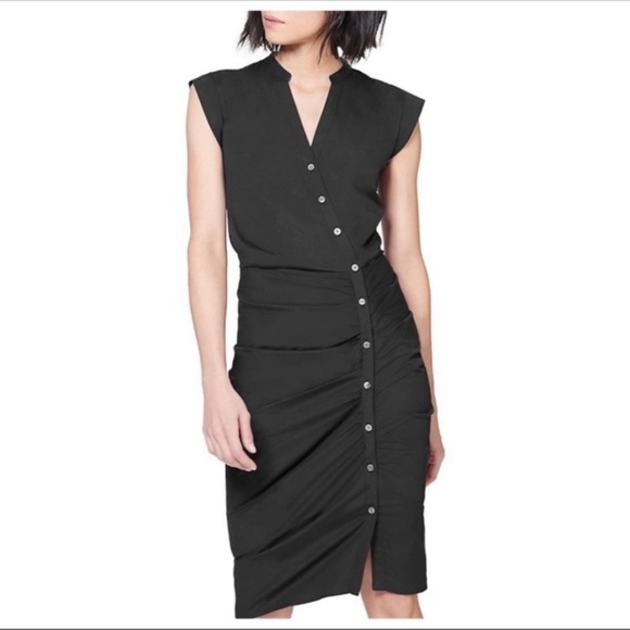 VERONICA BEARD Button Down Ruched Shirtdress Sz M/8